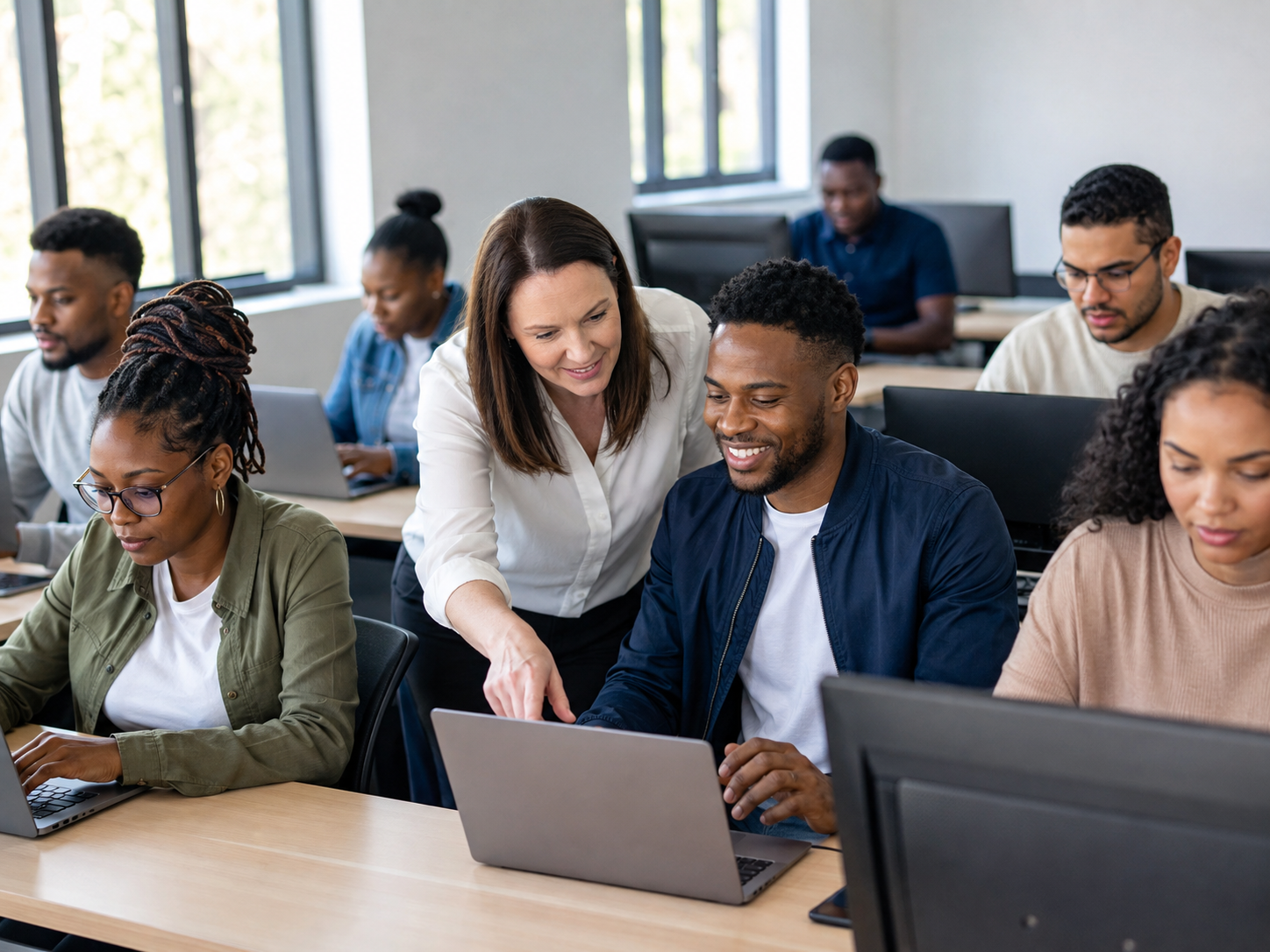South African learners completing IT certification training